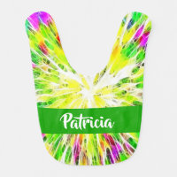 Colorful tie dye custom name pattern baby bib