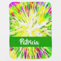 Colorful tie dye custom name pattern baby blanket