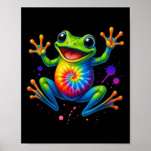 Colorful Tie Dye Frog Retro Peace Cute Style Gifts Poster
