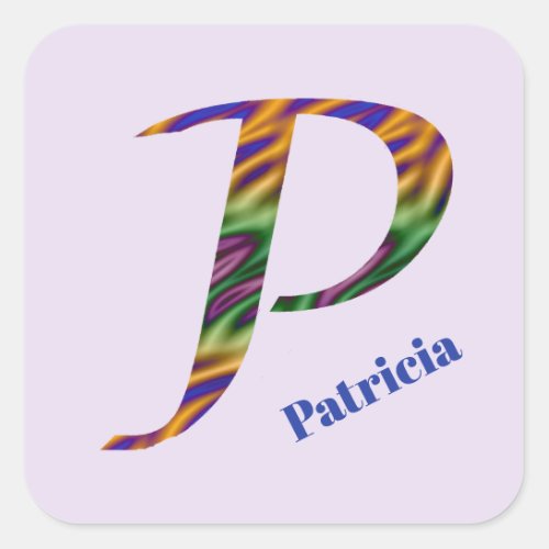 Colorful Tie_dye Letter P Monogram Initial Square Sticker