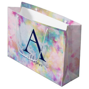 Colorful Tie-Dye Monogram Large Gift Bag