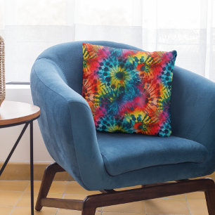 Colorful Tie Dye Multi-color Throw Pillow