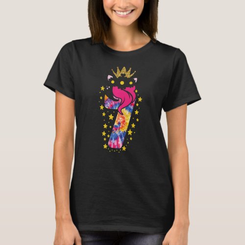 Colorful Tie Dye Number 7 Year Old Girls 7th Birth T_Shirt