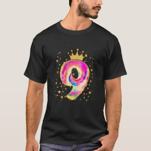 Colorful Tie Dye Number 9 Year Old Girls 9th Birth T-Shirt