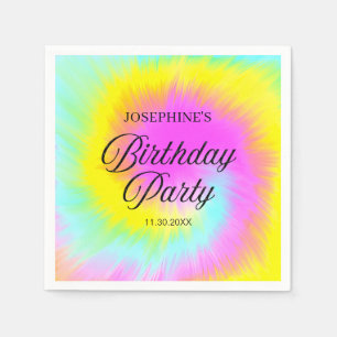 Colorful Tie Dye Pastel Boho Birthday Party Napkins