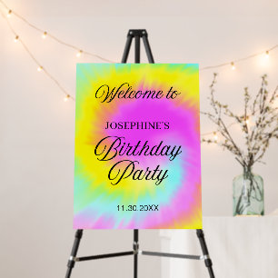 Colorful Tie Dye Pastel Boho Birthday Welcome Foam Board