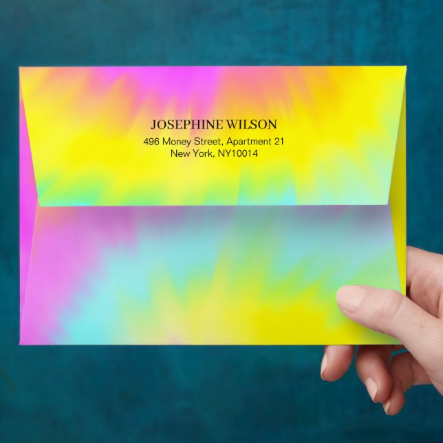 Colorful Tie Dye Pastel Rainbow  Envelope (Hand)