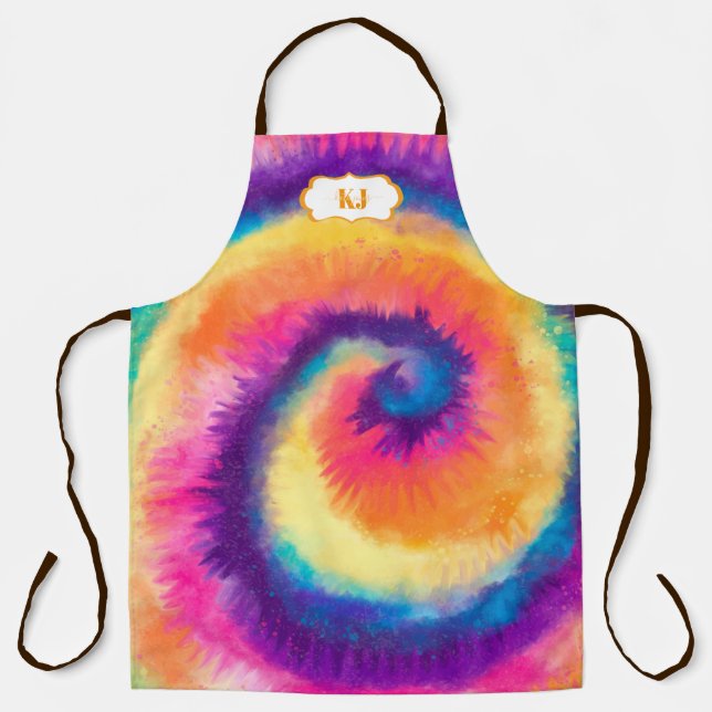 Colorful Tie Dye Pattern | Monogram Apron (Front)