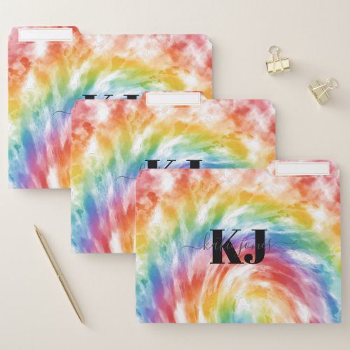 Colorful Tie Dye Pattern  Monogram File Folder