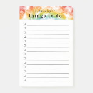 Colorful Tie Dye Pattern   Monogram Post-it Notes