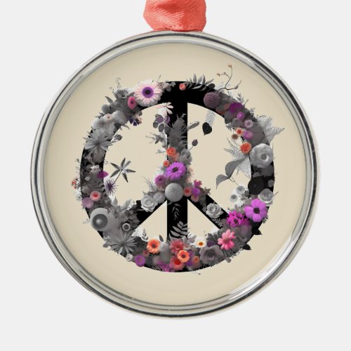 Colorful Tie Dye Peace Symbol Hippie Style Metal Ornament