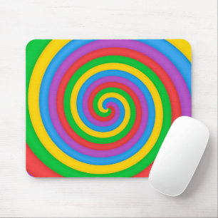 Colorful Tie Dye Rainbow Swirl 60s Art Pattern Mouse Pad