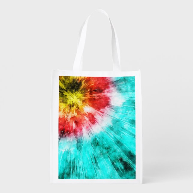 Colorful Tie Dye Reusable Grocery Bag (Back)