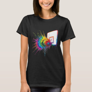 Colorful Tie Dye Sketll Hoop Paint Splatter Sports T-Shirt