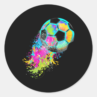 Colorful Tie Dye Soccer Ll  Classic Round Sticker