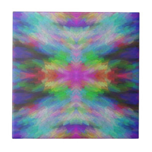 Colorful Tie Dye Style Art Ceramic Tile