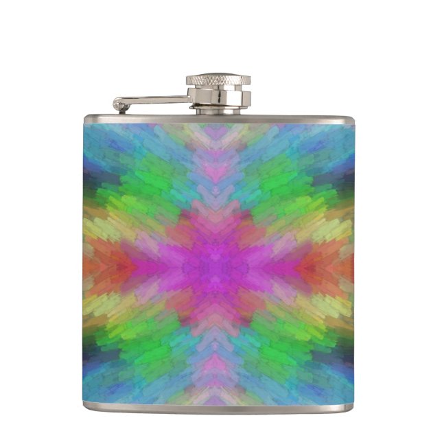 Colorful Tie Dye Style Art Flask (Front)