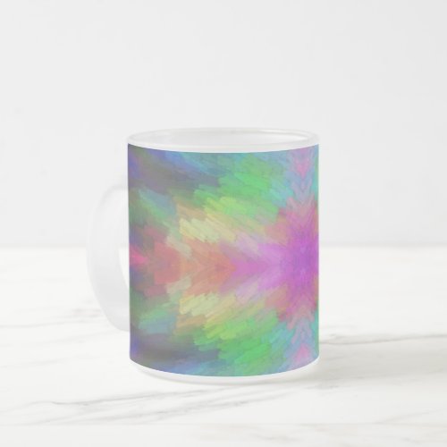 Colorful Tie Dye Style Art Frosted Glass Coffee Mug