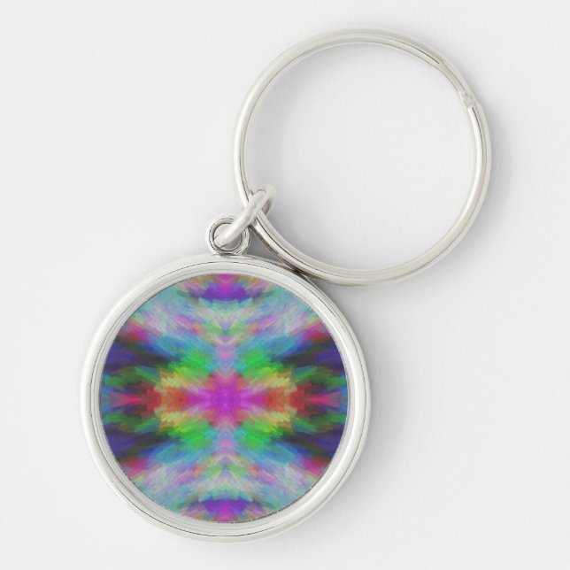 Colorful Tie Dye Style Art Keychain (Front)