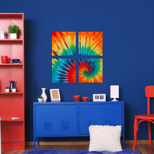 Colorful Tie Dye Swirl Print Set