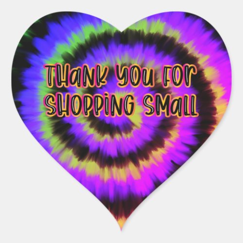 Colorful Tie Dye Thank You For Shopping Small Heart Sticker