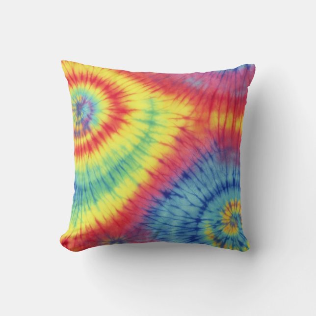 Colorful Tie Dye Throw Pillow (Front)