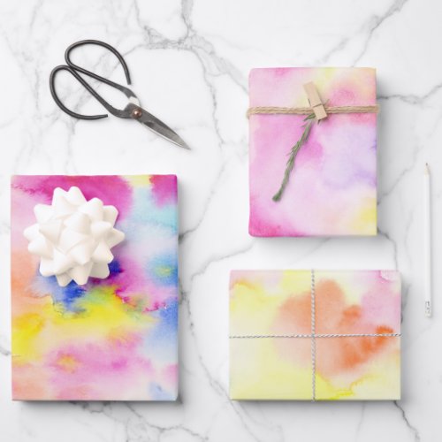 Colorful Tie Dye Watercolor Wrapping Paper Sheets