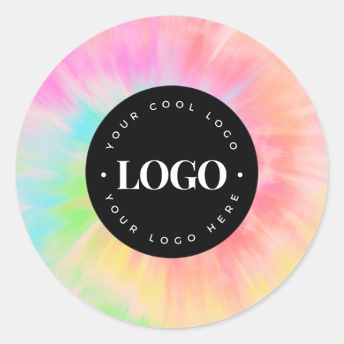 Colorful Tie Dye  Your Custom Logo Here Business Classic Round Sticker