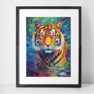 Colorful Tiger Abstract painting Poster