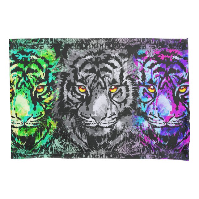 Colorful Tiger Artwork - Cool Tiger Pillowcase (Front)