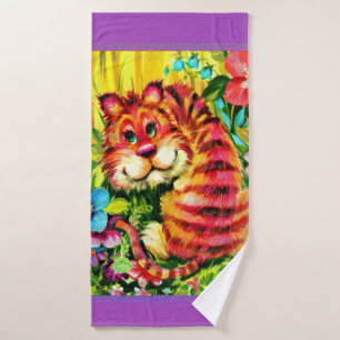 colorful tiger bath towel set