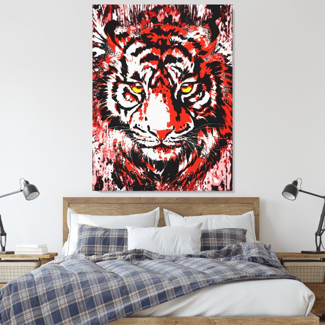 Colorful Tiger Canvas Print | Colorful Tiger Art (Insitu(Bedroom))