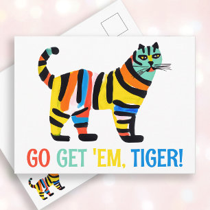 Colorful Tiger Cat Inspirational Encouragement Postcard