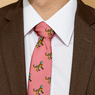 Colorful Tiger Cat Person Eclectic  Neck Tie