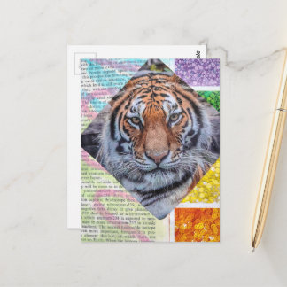Colorful Tiger Collage Postcard