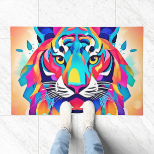 Colorful Tiger Face Art Doormat