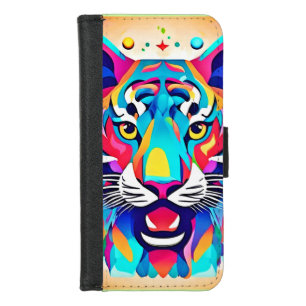 Colorful Tiger Face Art iPhone 8/7 Wallet Case