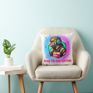 Colorful Tiger Face Throw Pillow
