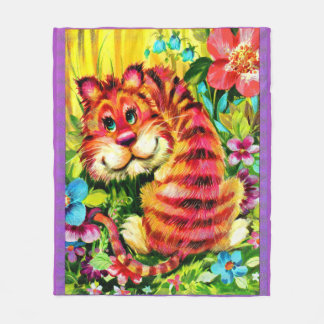 colorful tiger fleece blanket