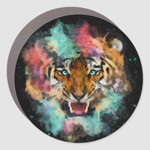 Colorful Tiger Head Car Magnet
