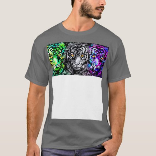 Colorful Tiger Illustration Cool Tiger Heads Tiger T_Shirt