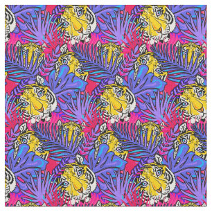 Colorful Tiger Jungle Pattern Fabric