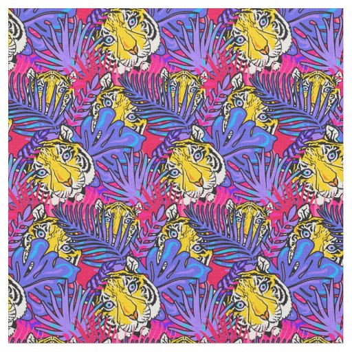 Colorful Tiger Jungle Pattern Fabric