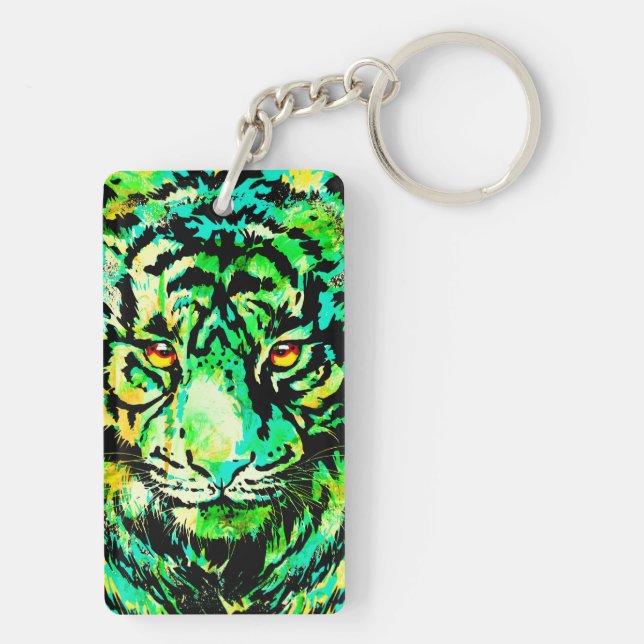 Colorful Tiger Keychain - Wildlife Big Cats (Back)