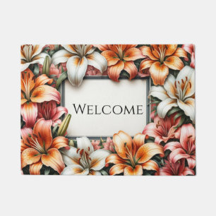 Colorful Tiger Lily Design Doormat