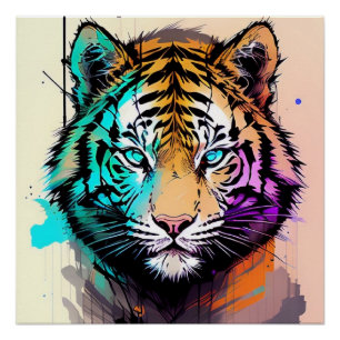 Colorful tiger poster