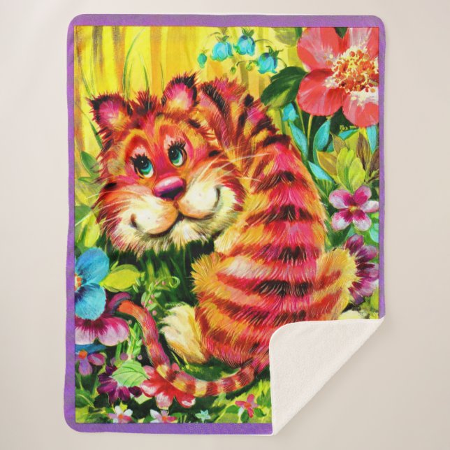colorful tiger sherpa blanket (Front)