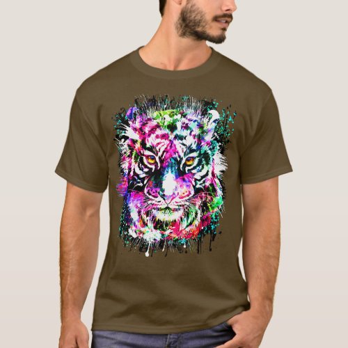 Colorful Tiger Siberian Tiger Head T_Shirt