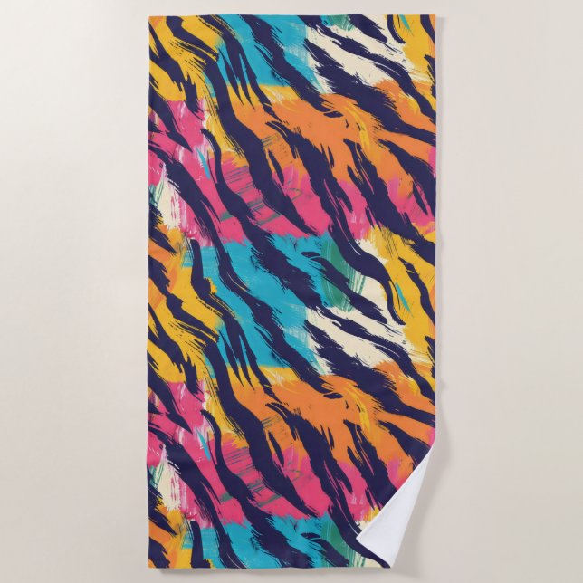 Colorful Tiger Stripes Beach Towel (Front)