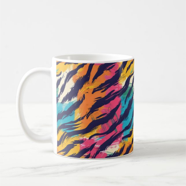 Colorful Tiger Stripes Coffee Mug (Left)